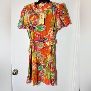 NWT Rene Derhy Women's Short Dress Floral Size Small